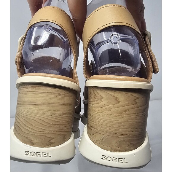 Sorel Joanie III Ankle Strap Sandals Sandals Platform Multi-Strap Tan 10 Chunky - Picture 8 of 14